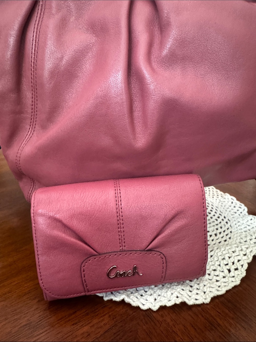 Vintage Coach Ashley Pleated Leather Hippie Bag & Matching Flap Wallet Set - Picture 4 of 5